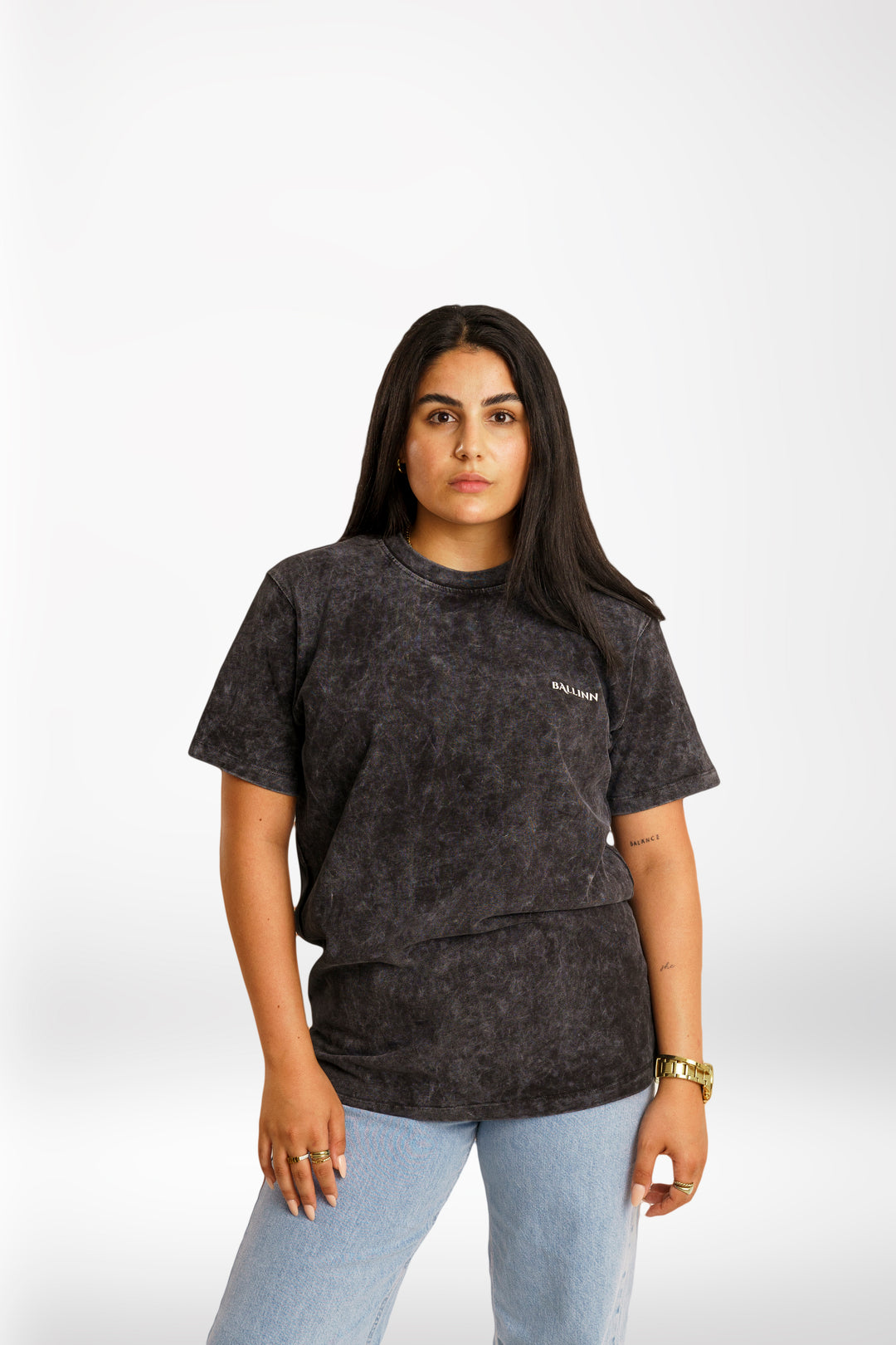 NEVER STOP BLACK WASHED T-SHIRT