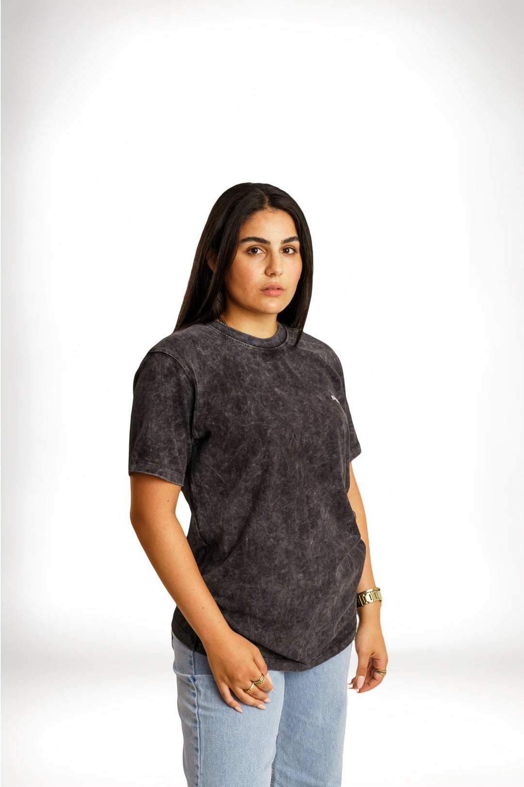 NEVER STOP BLACK WASHED T-SHIRT